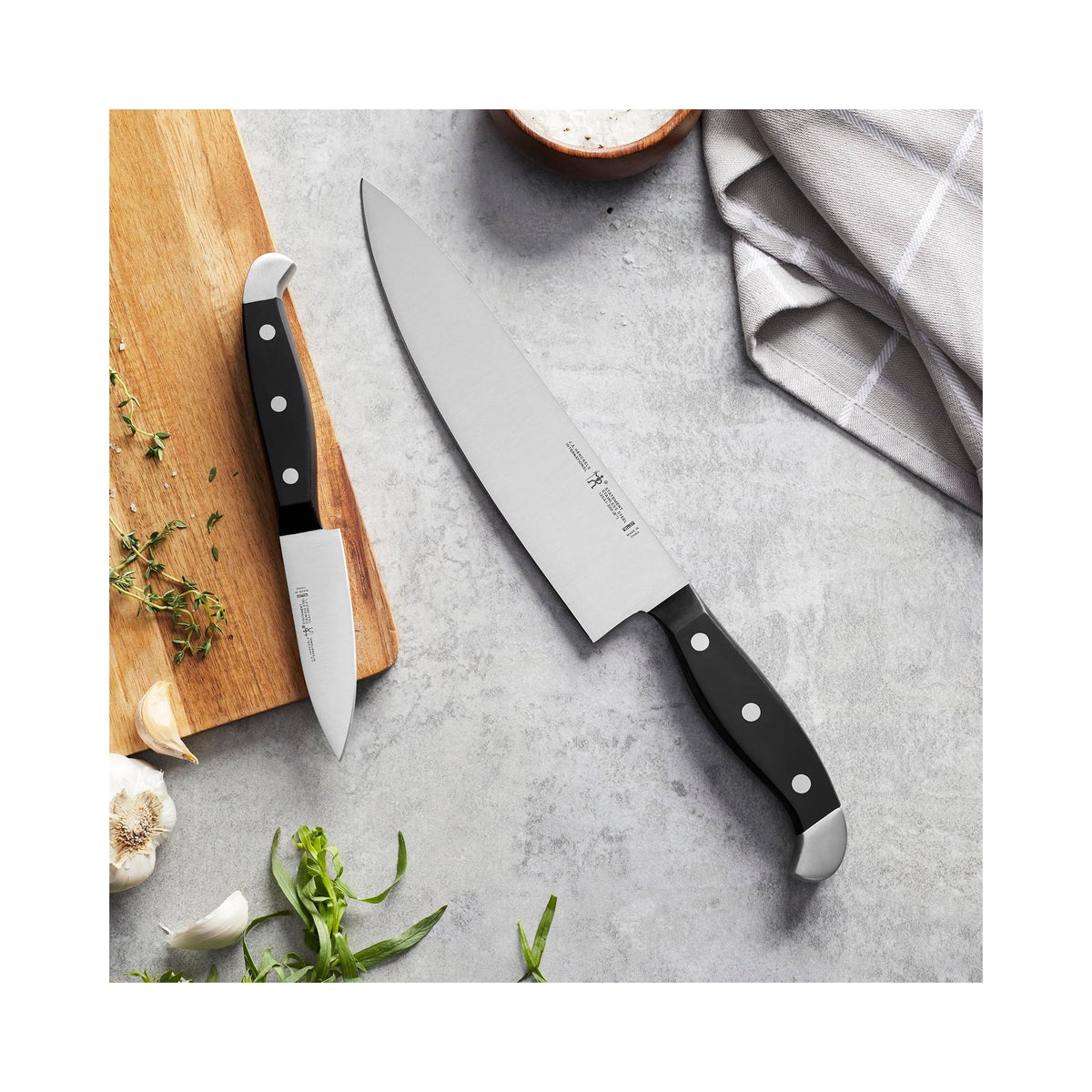 HENCKELS Statement 2-piece chef and paring knife set with triple-rivet black handles