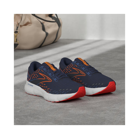 Brooks Men's Glycerin 20 running shoe in navy with orange accents