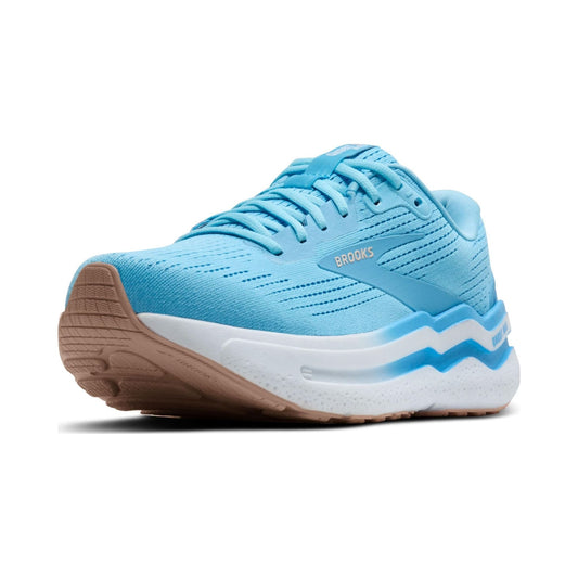 Brooks Women's Ghost Max 2 running shoe in light blue with gum outsole