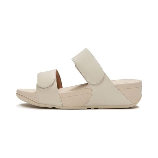 FitFlop Lulu adjustable leather slides in stone beige, women's