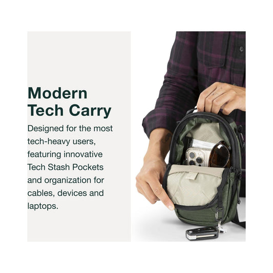 Osprey Archeon travel water bottle pouch in black with shoulder strap
