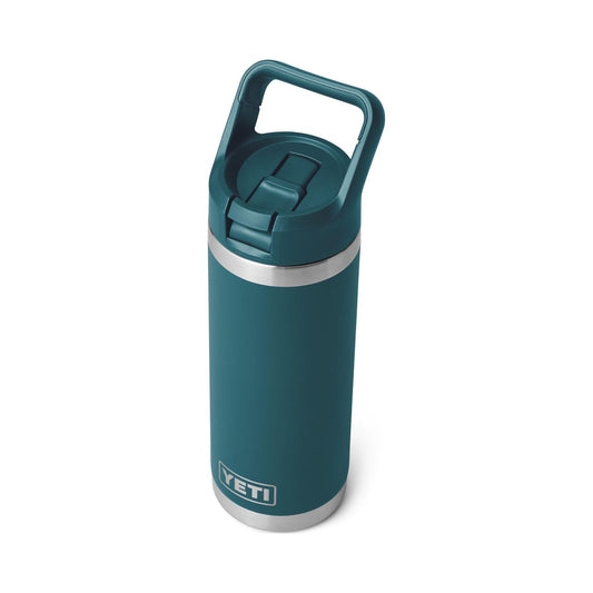 YETI Rambler 18 oz teal stainless steel insulated bottle with straw cap