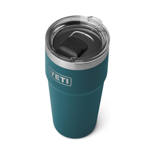 YETI Rambler 20 oz stackable tumbler in teal with clear MagSlider lid