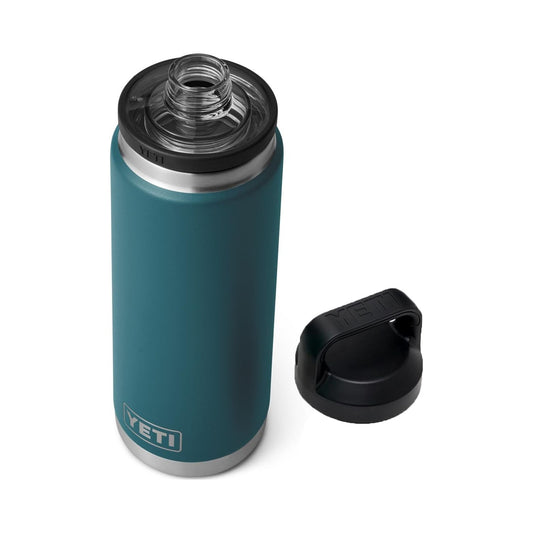 YETI Rambler 26 oz teal stainless steel insulated bottle with black Chug Cap