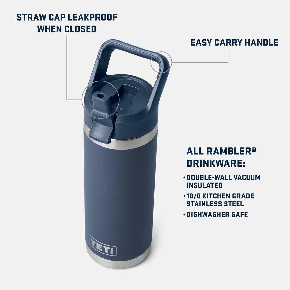 YETI Rambler 18 oz Bottle with Straw Cap