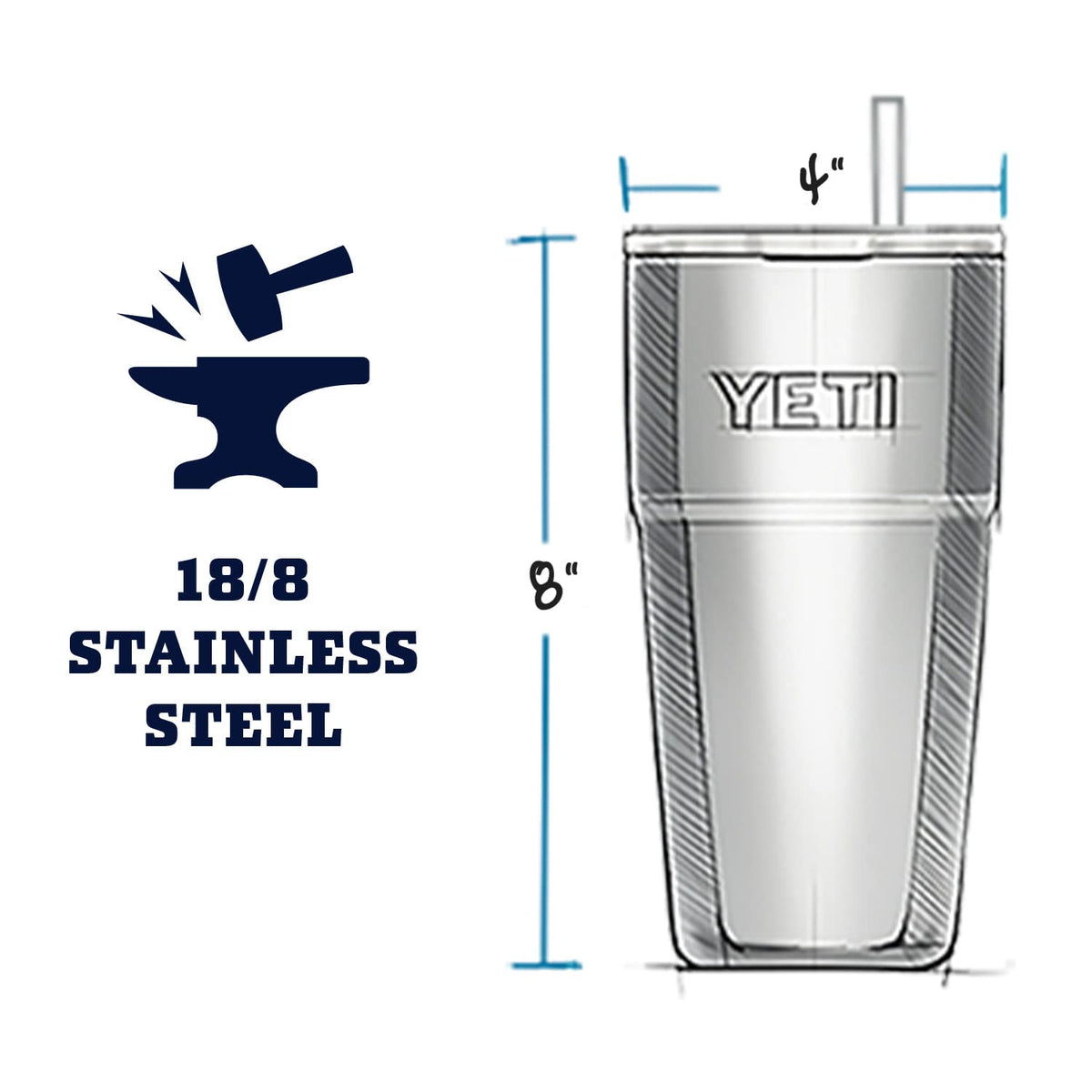YETI Rambler 26 oz Straw Cup with Straw Lid