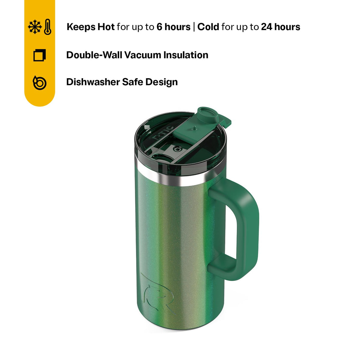 RTIC Road Trip Ceramic-Lined Travel Mug with Lid and Handle