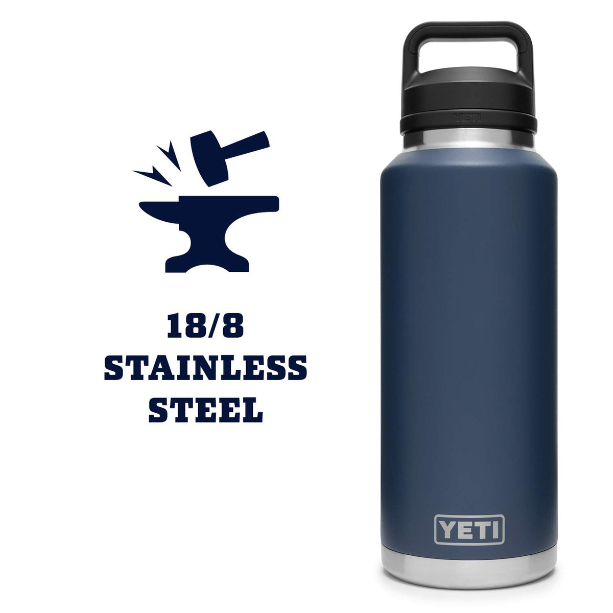 YETI Rambler 46 oz Bottle, Leakproof, Vacuum Insulated, Stainless Steel with Chug Cap