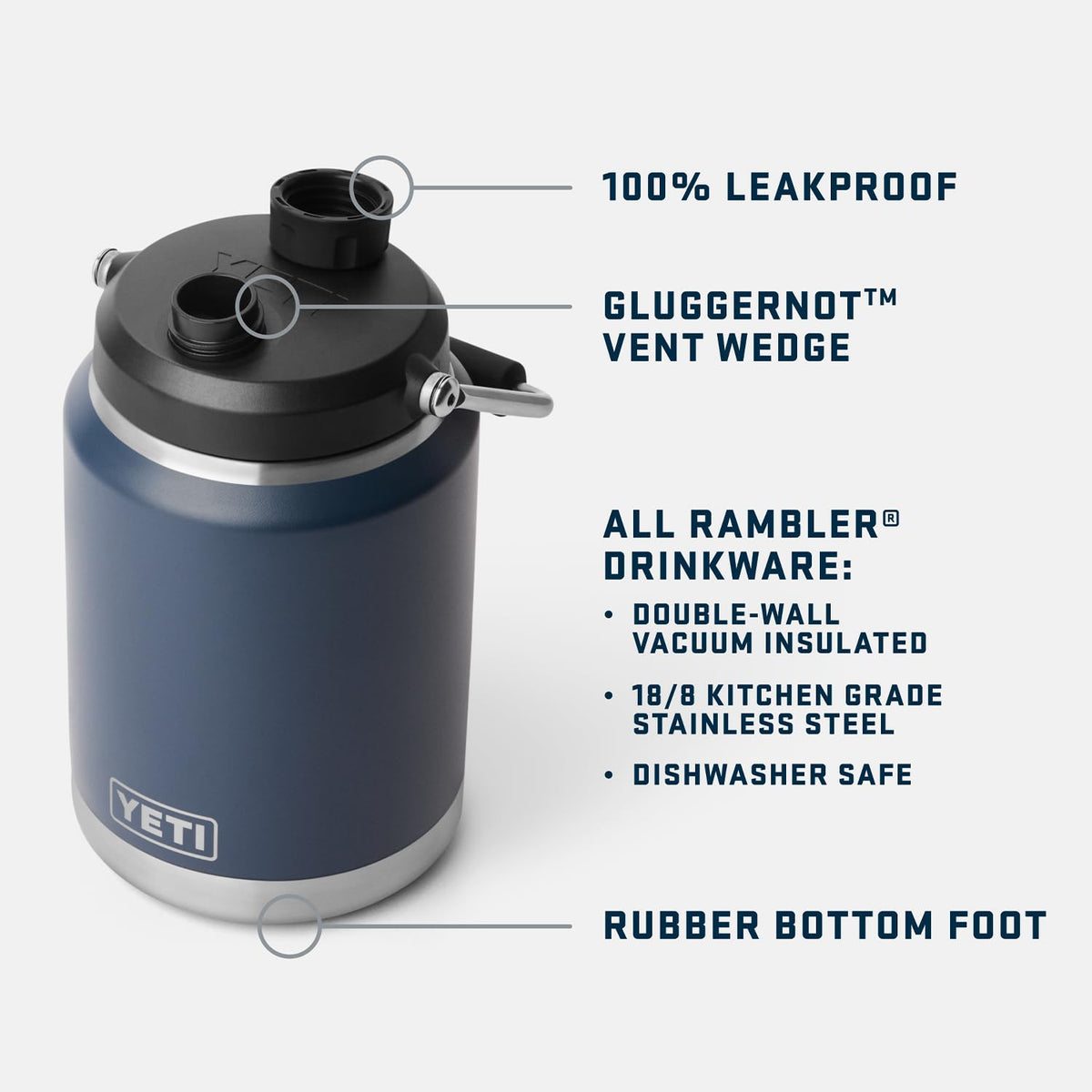 YETI Rambler Half Gallon Jug 2.0, Vacuum Insulated, Leakproof, Stainless Steel with MagCap