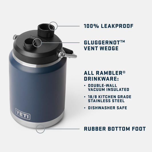 YETI Rambler Half Gallon Jug 2.0, Vacuum Insulated, Leakproof, Stainless Steel with MagCap