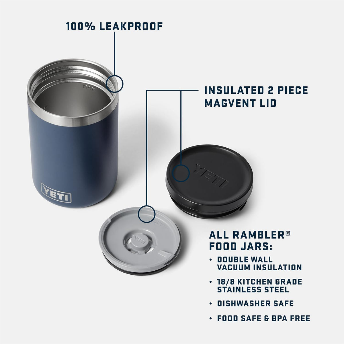 YETI Rambler 16 oz Food Jar, Vacuum Insulated, Stainless Steel, With Airtight Lid