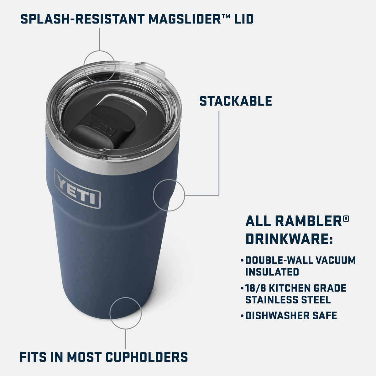YETI Rambler 20 oz Stackable Tumbler with MagSlider Lid