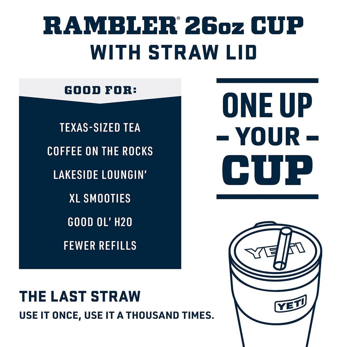 YETI Rambler 26 oz Straw Cup with Straw Lid