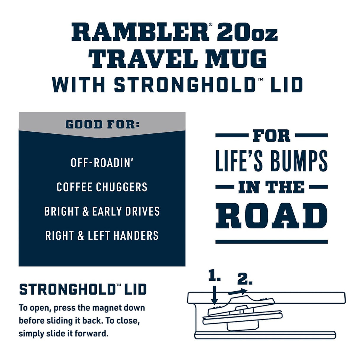 YETI Rambler 20 oz Travel Mug with Stronghold Lid