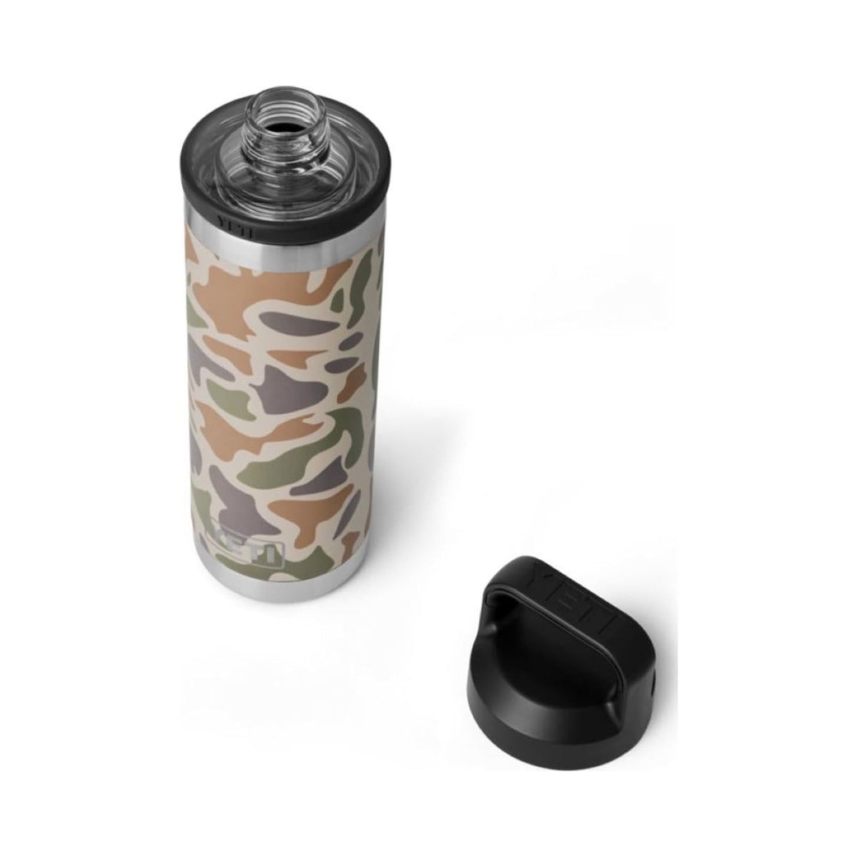 YETI Rambler 18 oz Tan Camo insulated stainless steel bottle with Chug Cap