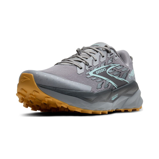 Brooks Cascadia 19 men's trail running shoe in grey with gold outsole