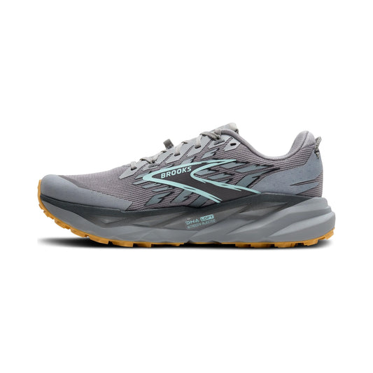 Brooks Cascadia 19 men's trail running shoe in grey with gold outsole
