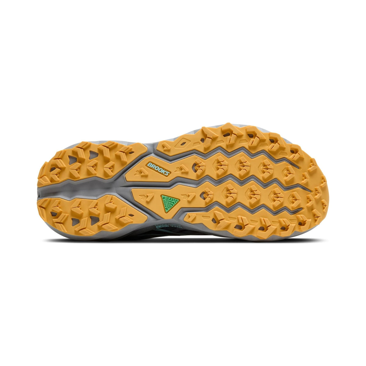 Brooks Cascadia 19 men's trail running shoe in grey with gold outsole