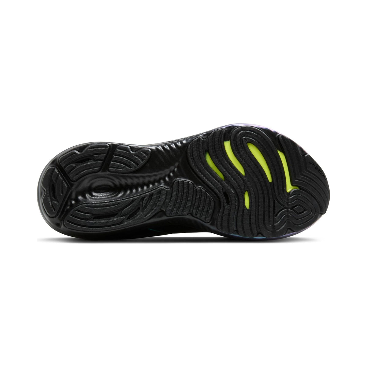 Brooks Glycerin 22 men's neutral running shoe in black with iridescent midsole