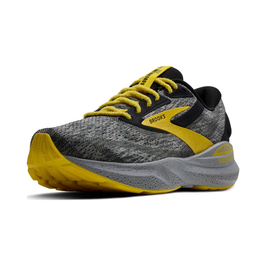 Brooks Women's Adrenaline GTS 24 running shoe in grey, black and yellow
