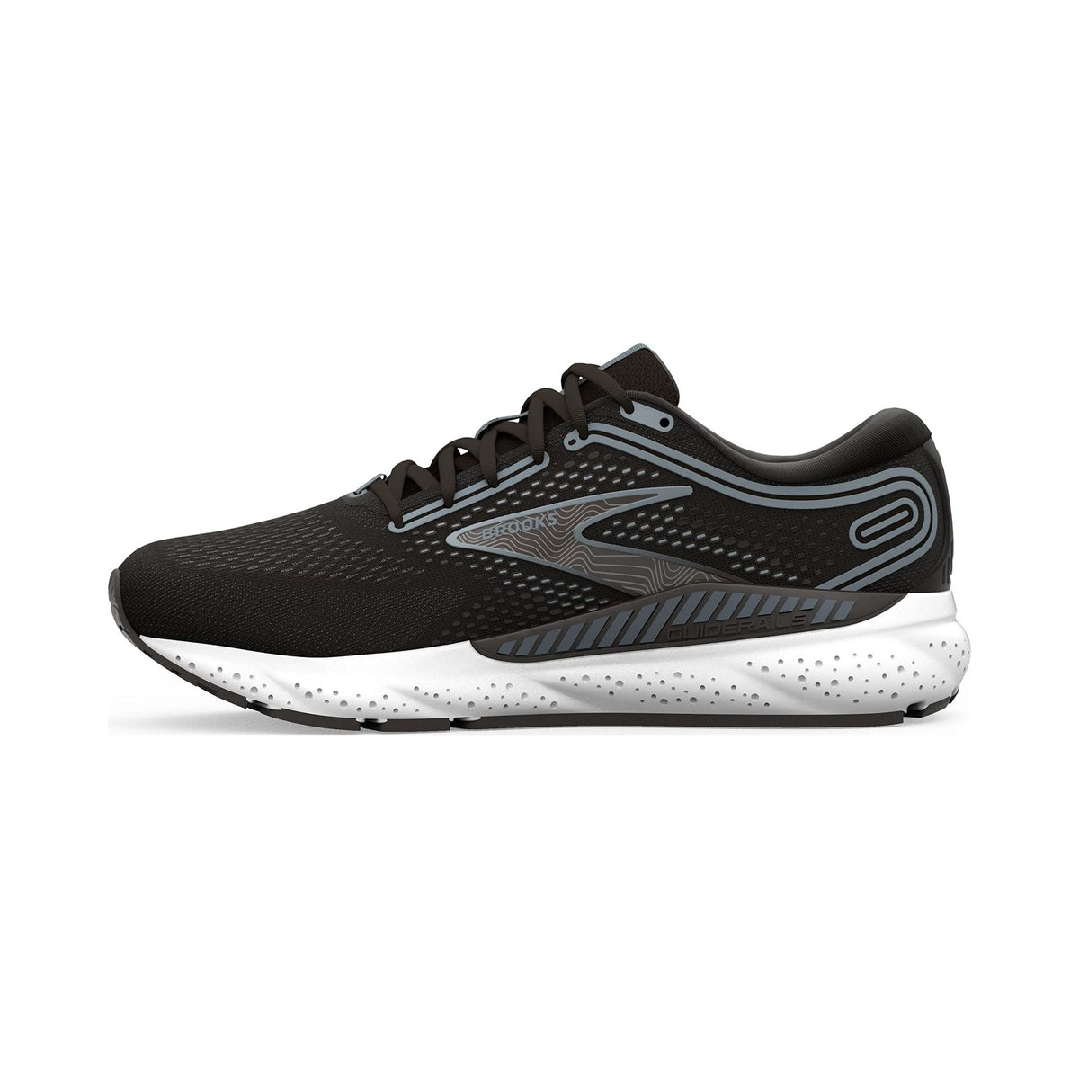 Brooks Women's Ariel GTS 23 running shoe in black and white, side view