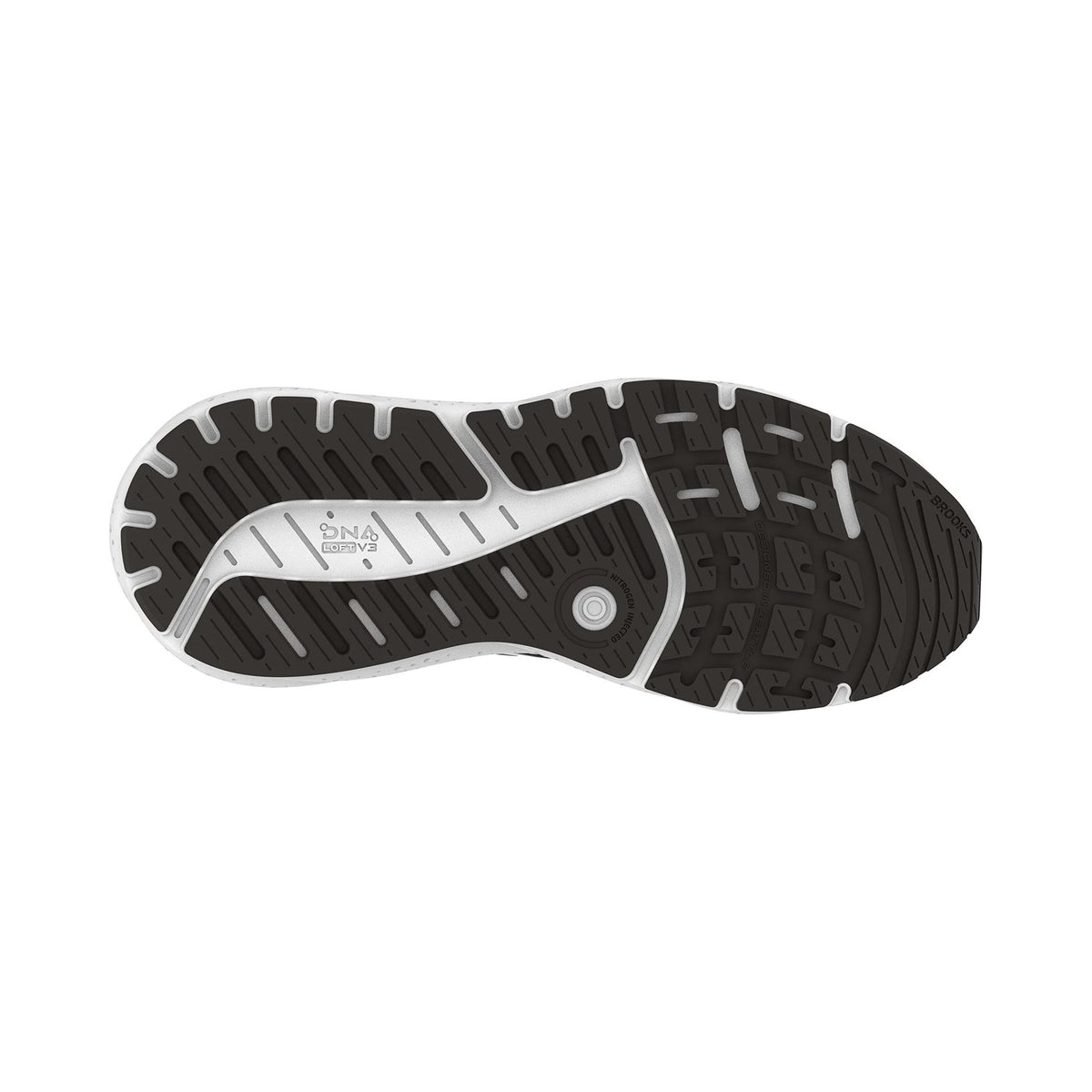 Brooks Women's Ariel GTS 23 running shoe in black and white, side view