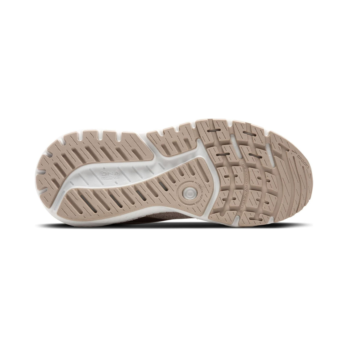 Brooks Women's Ariel GTS 24 running shoe in cream and rose gold, side view