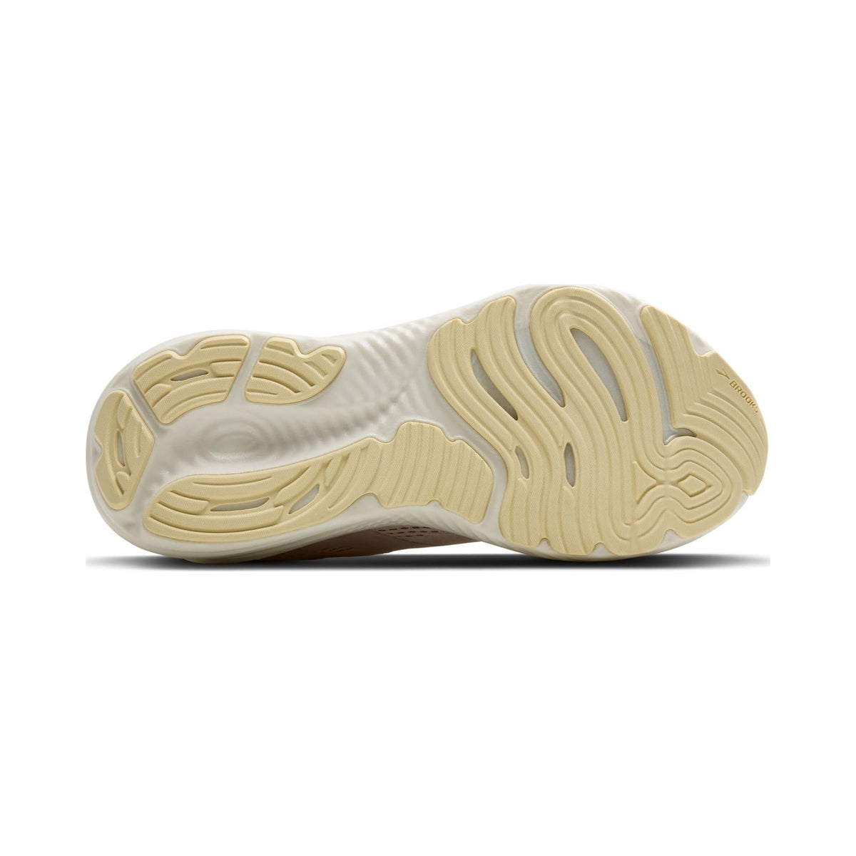 Brooks Women's Glycerin 22 neutral running shoe in beige, side and sole views