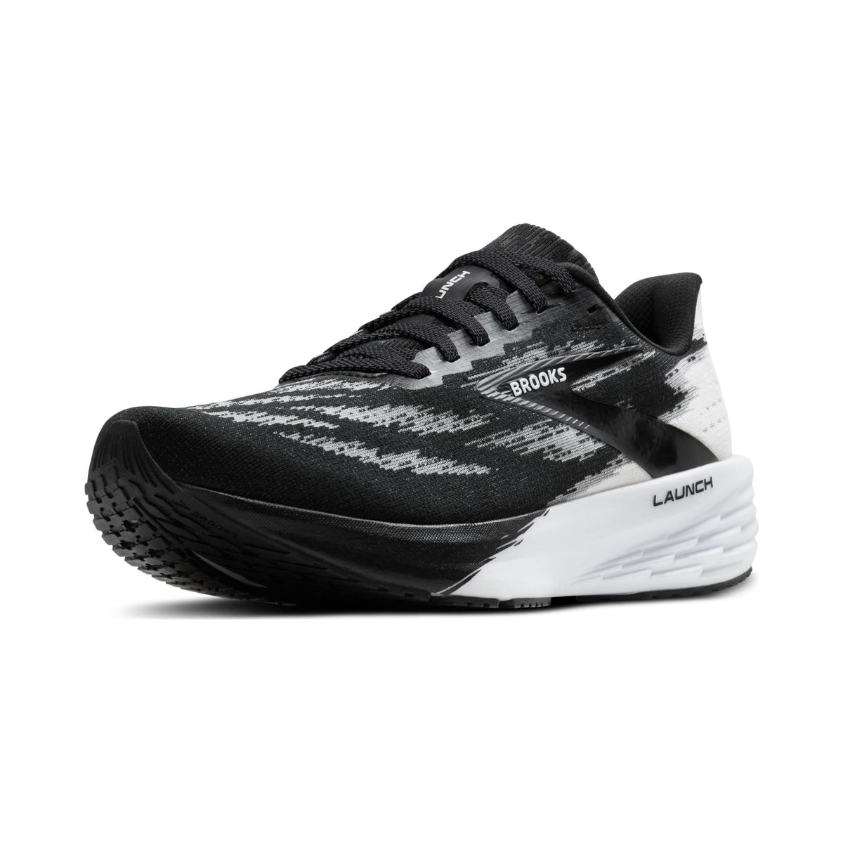 Brooks Women's Launch 11 neutral running shoe in black and white