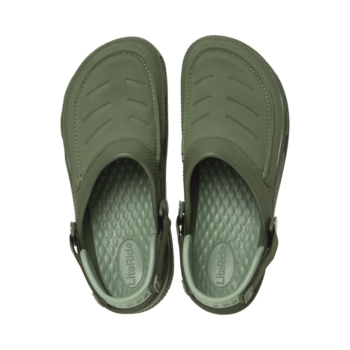 Crocs Yukon Vista II LiteRide men's clog in army green, multiple views