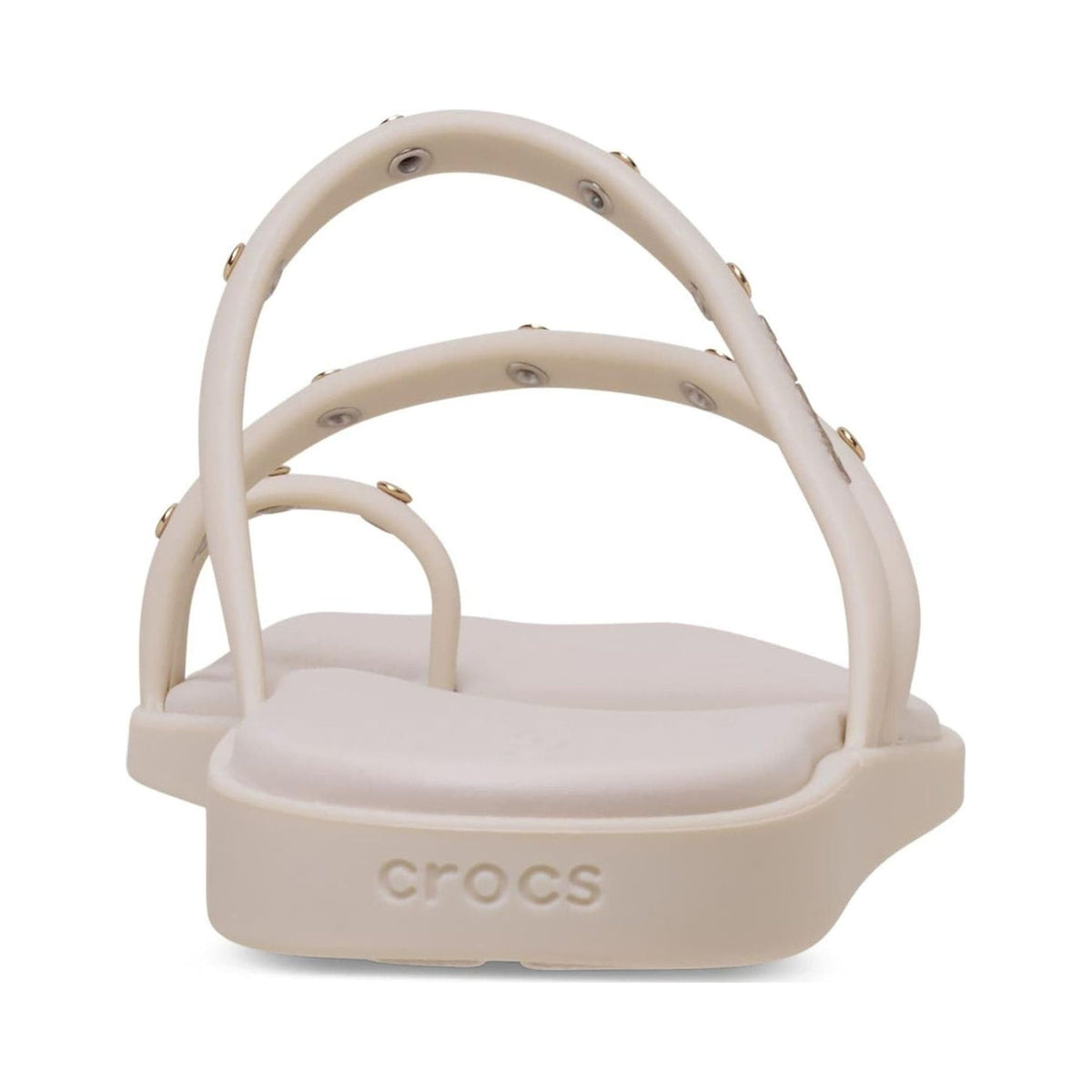 Crocs Women's Miami Toe Loop Sandal in bone with gold studs
