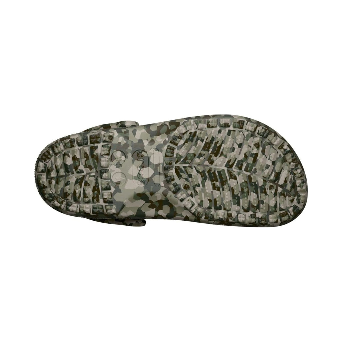 Crocs Classic clog in green camo print, unisex slip-on with heel strap