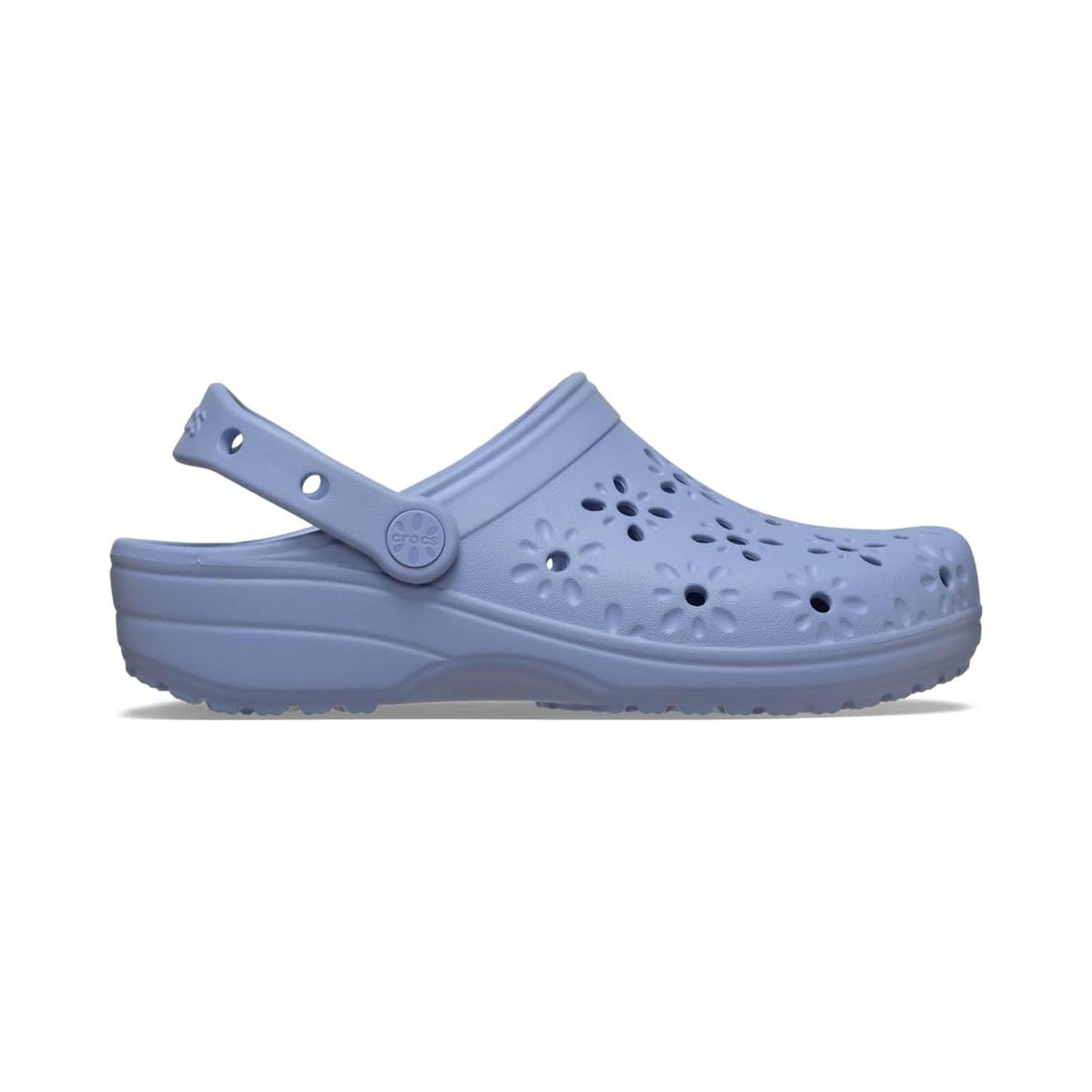 Crocs Unisex Adult Floral Classic Clogs in light blue, multiple views