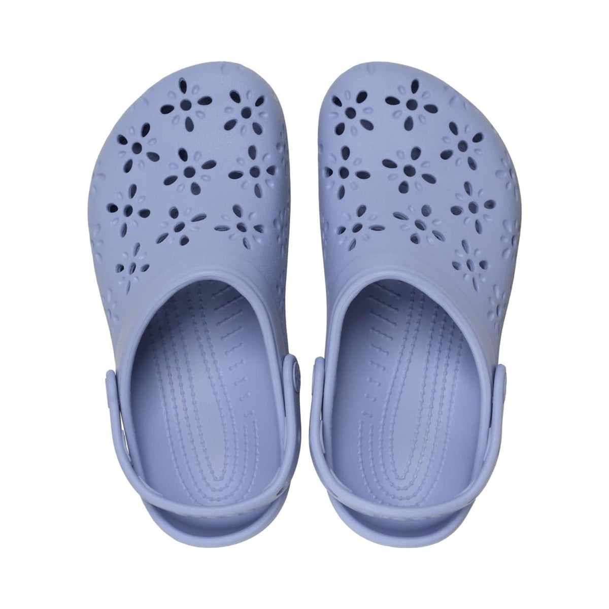 Crocs Unisex Adult Floral Classic Clogs in light blue, multiple views