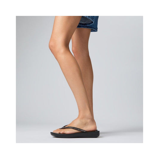 FitFlop Women's iQUSHION ombre-sparkle flip-flops in black