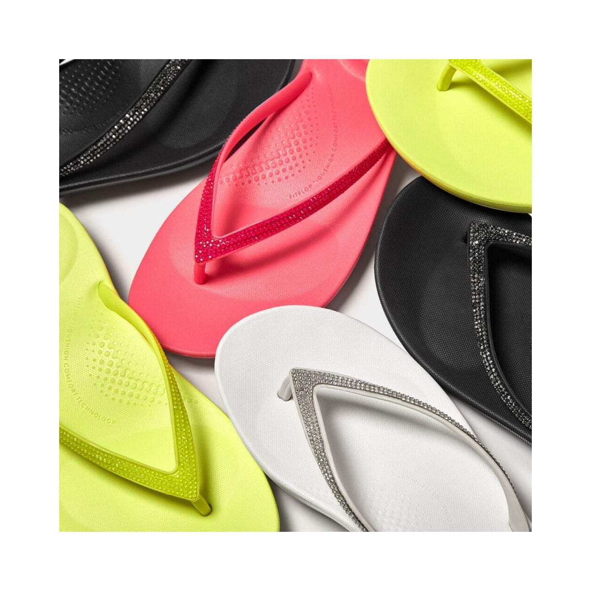 FitFlop Women's iQUSHION ombre-sparkle flip-flops in black