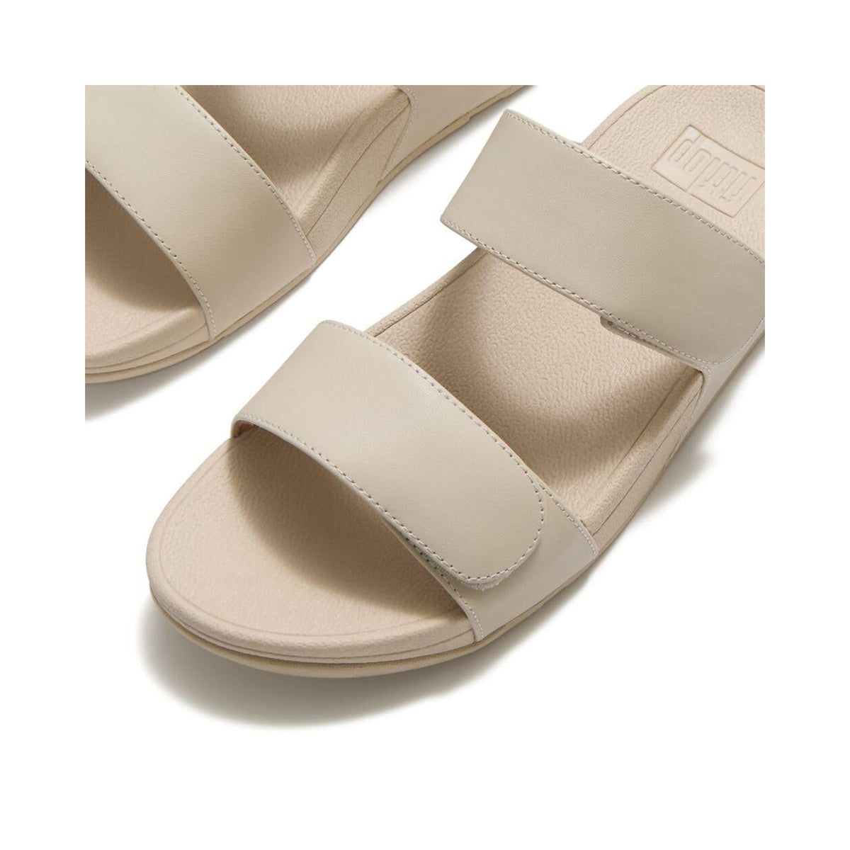 FitFlop Lulu adjustable leather slides in stone beige, women's