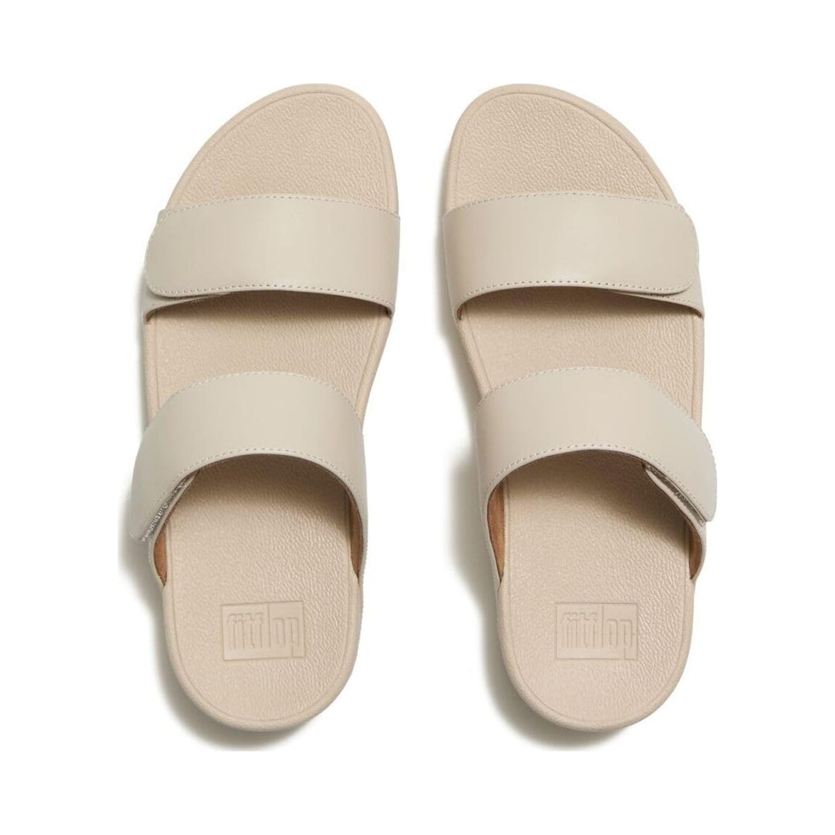 FitFlop Lulu adjustable leather slides in stone beige, women's