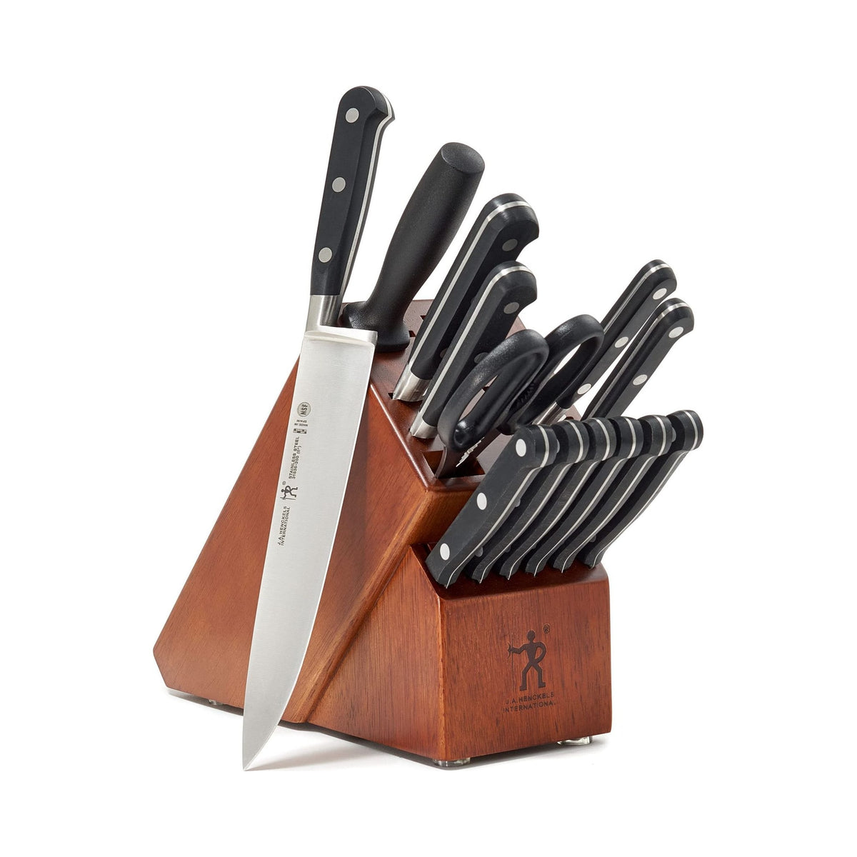 HENCKELS Couteau knife block set with chef, bread, steak knives and shears