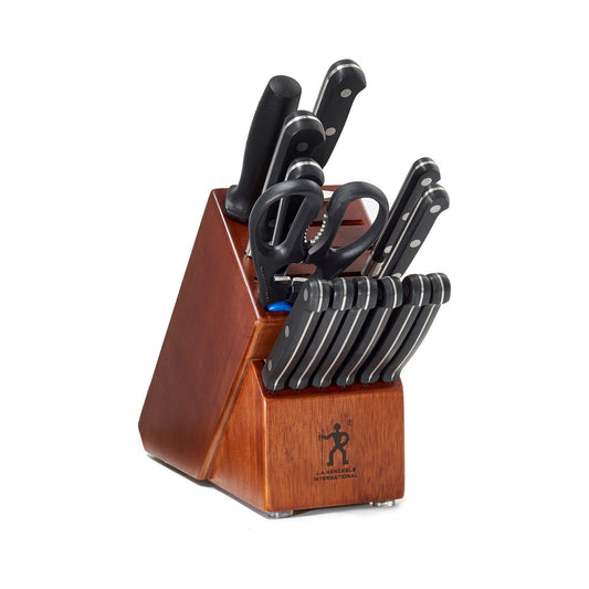 HENCKELS Couteau knife block set with chef, bread, steak knives and shears