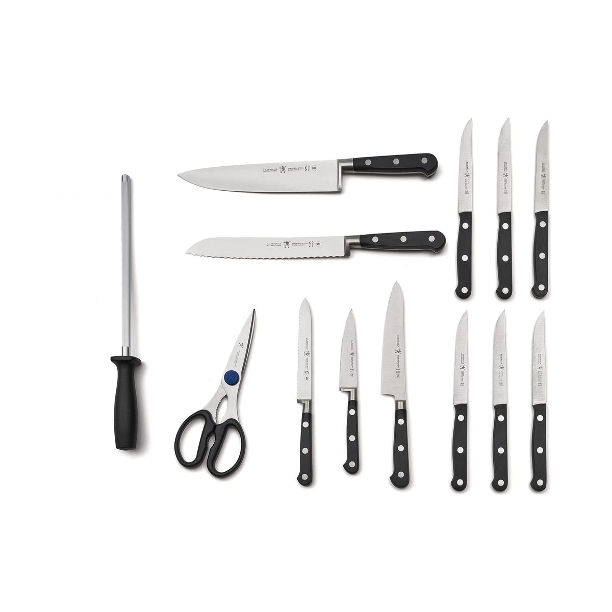 HENCKELS Couteau knife block set with chef, bread, steak knives and shears