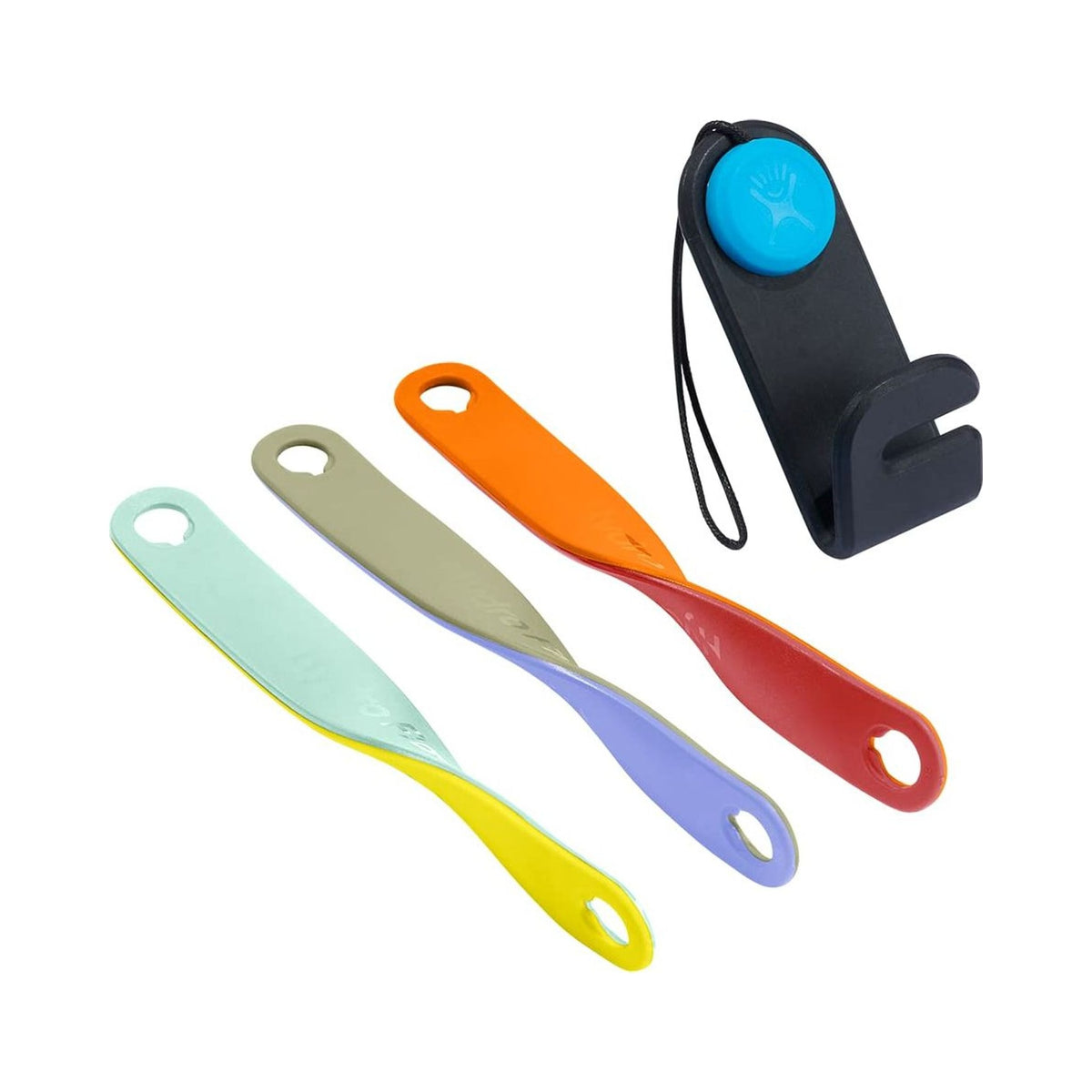 Hydro Flask customizable flex strap pack with three reversible color straps and black clip