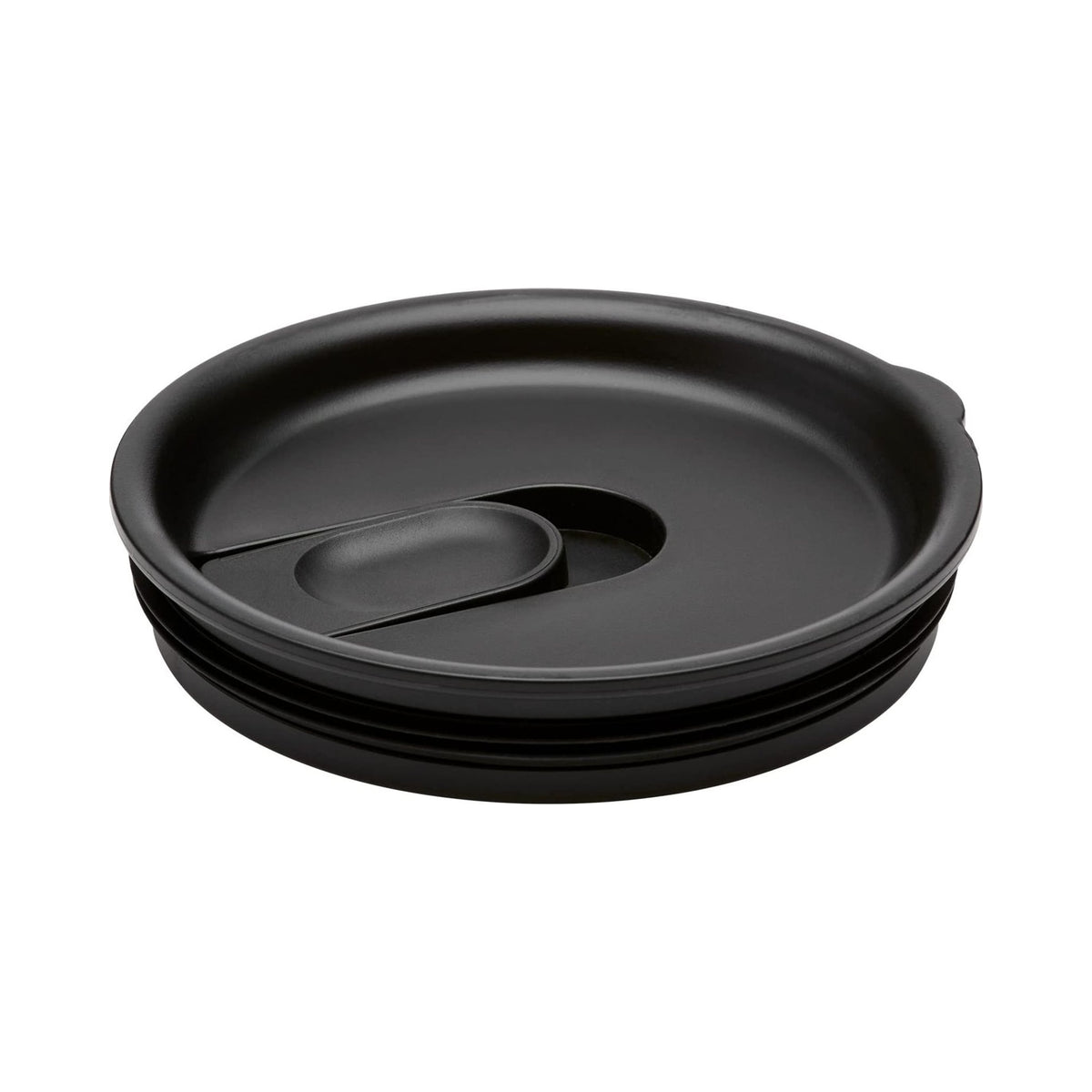 Hydro Flask insulated black press-in tumbler lid, angled view