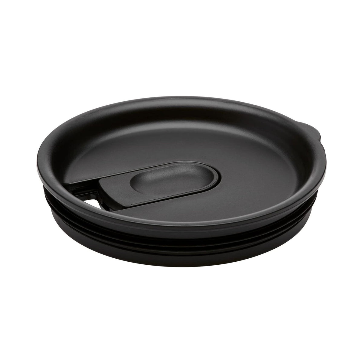 Hydro Flask insulated black press-in tumbler lid, angled view