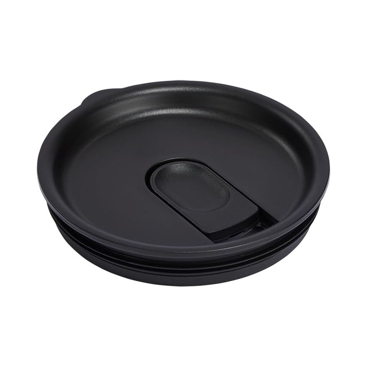 Hydro Flask insulated black press-in tumbler lid, angled view