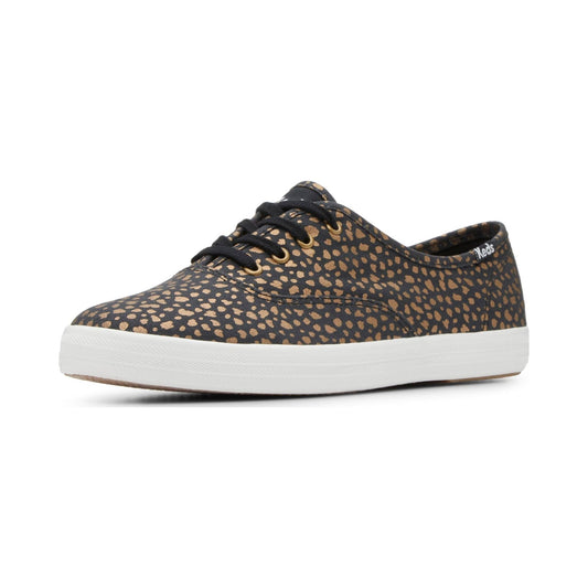 Keds Champion leopard glitter print lace-up sneaker, white sole