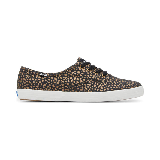 Keds Champion leopard glitter print lace-up sneaker, white sole