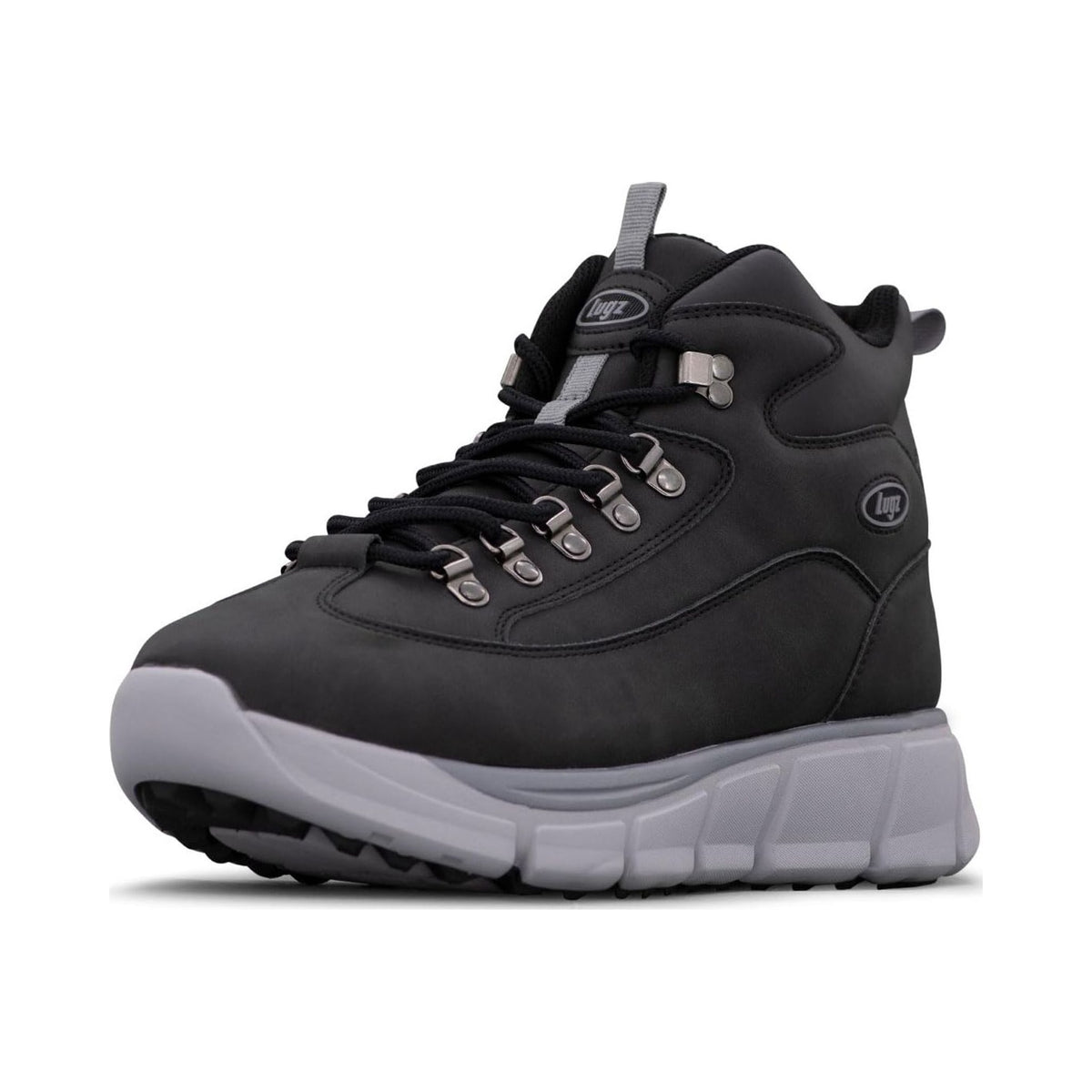 Lugz men's Whirlwind black mid-top boot with grey sole