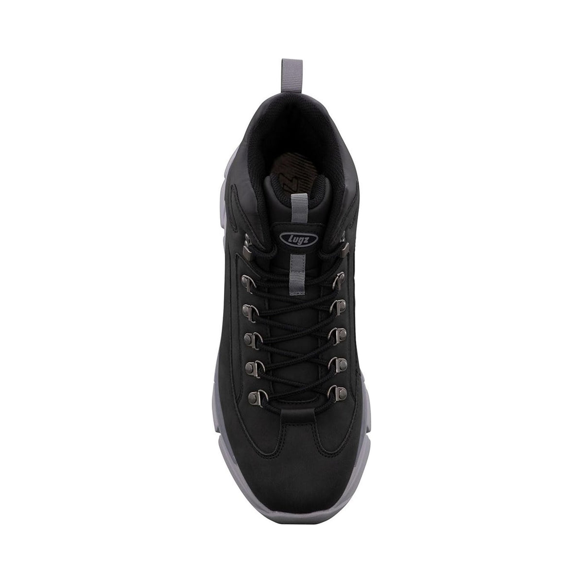 Lugz men's Whirlwind black mid-top boot with grey sole