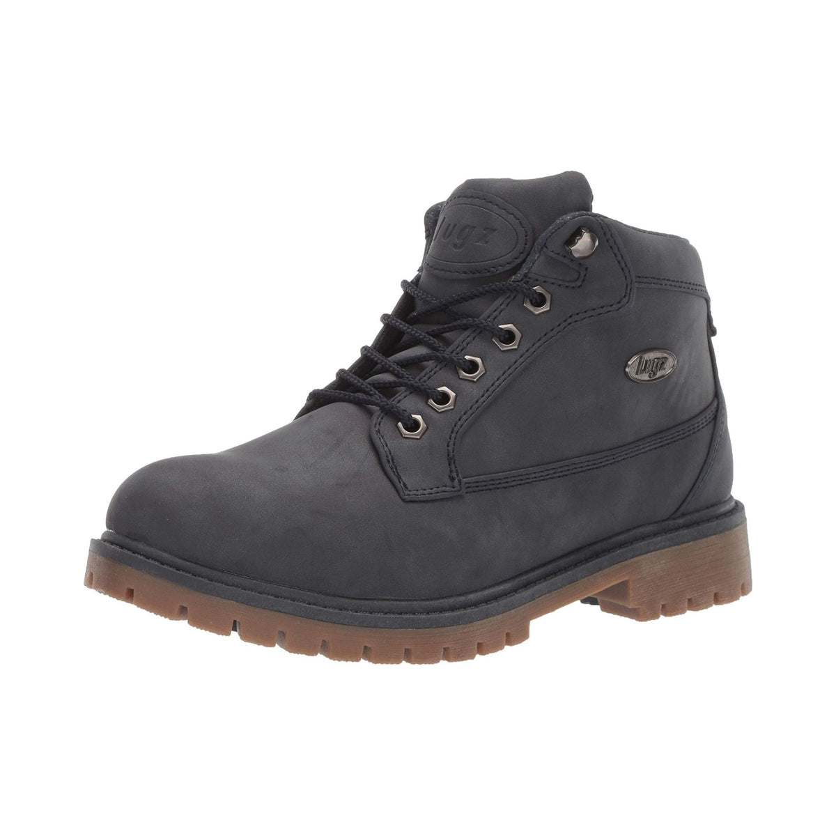 Lugz women's Mantle Mid classic chukka boot in black with gum lug sole